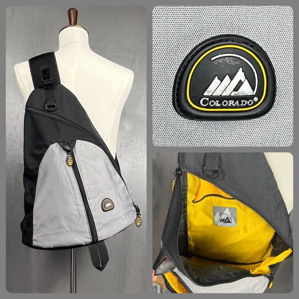 Colorado Sling Backpack Black Gray Techwear Gorpcore Y2K Crossbody Tech‎ Bag 18"